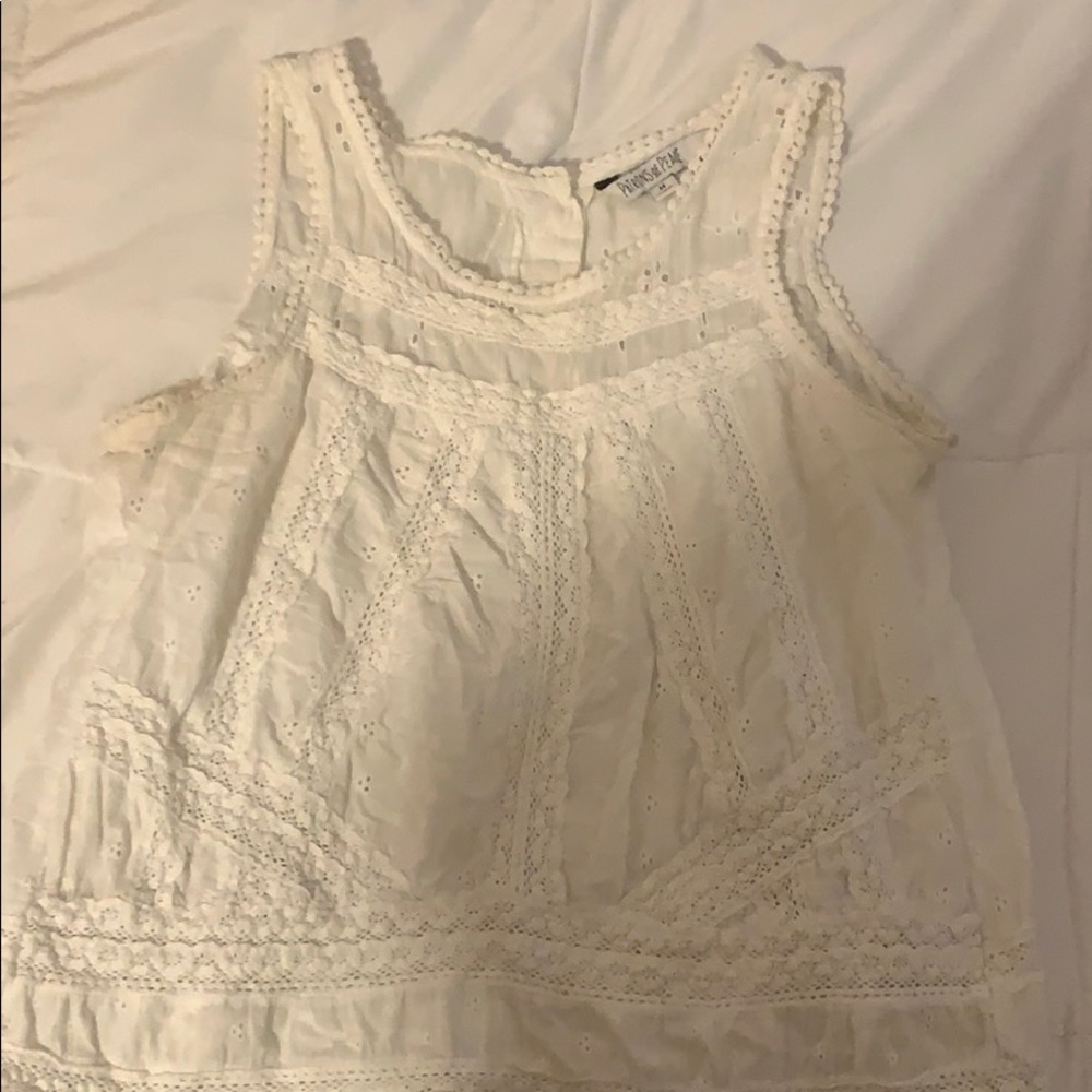 White Detailed Tank Top with Open Back